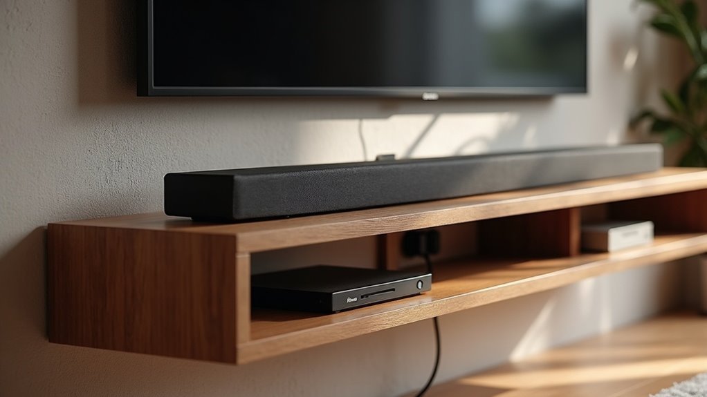 soundbars on floating shelves